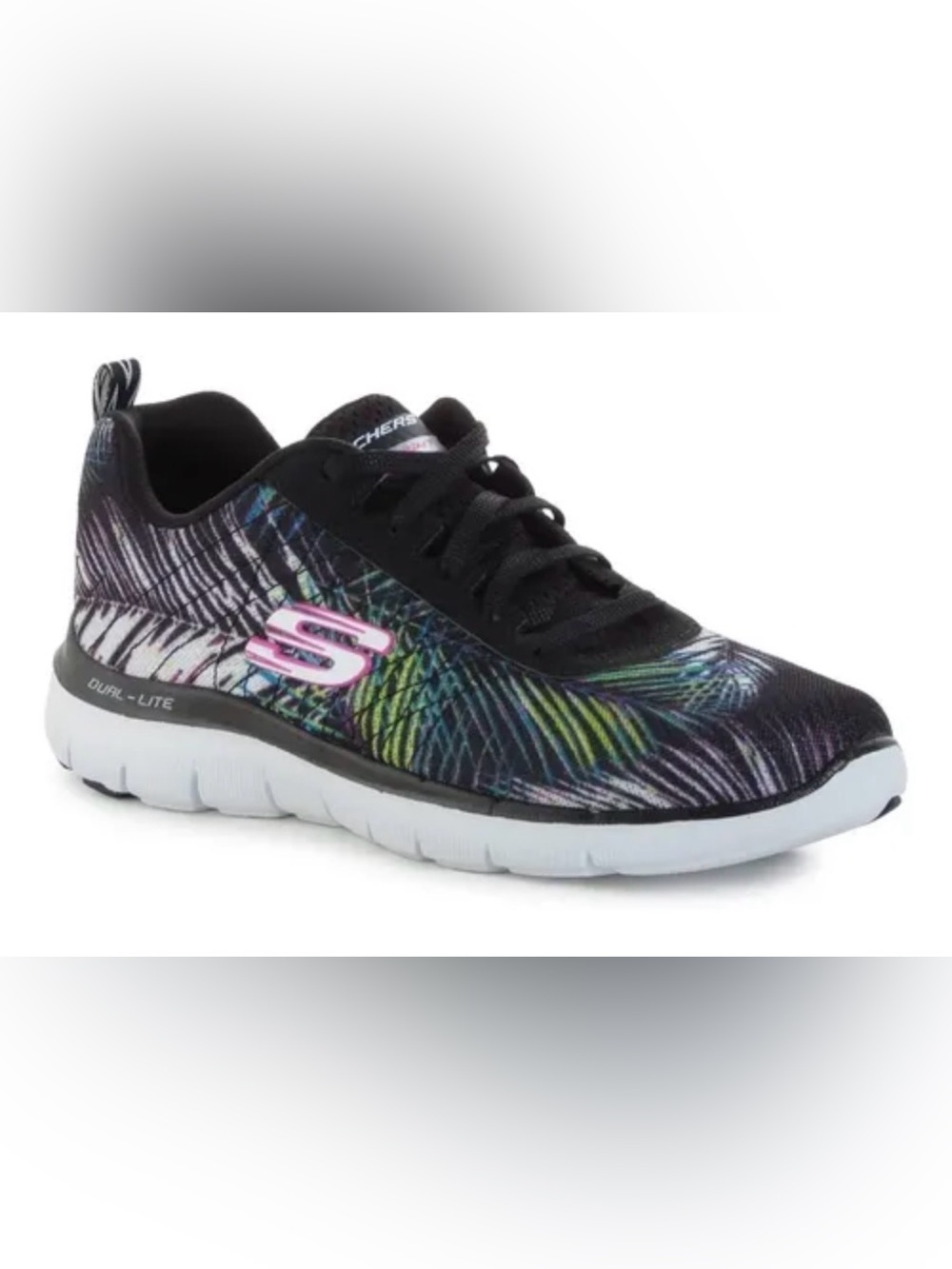 SKECHERS SNEAKERS APPEAL 2.0 TROPICAL BREEZE PALM LEAF PRINT MEMORY FOAM SIZE 8